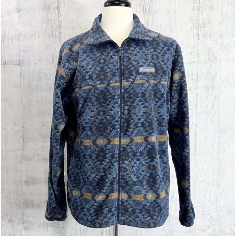 Columbia Steens Mountain Printed Fleece Jacket Men L Full Zip Southwestern Aztec